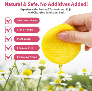 Vente en gros de tampons nettoyants en coton de curcuma à l'acide kojique naturel pour tous les types de peau démaquillant Logo personnalisé OEM/ODM marque abondante - Product Image 4