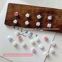 Paso Sico 50Pcs Resin Soft Carved Three-dimensional Camellia Nail Art Accessories Pink Blue Flowers DIY Handmade Wearable