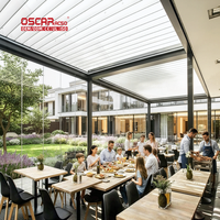 Kits de toiture à persiennes transparentes pour l'extérieur avec panneaux solaires, système innovant d'économie d'énergie pour jardin, patio, balcon, pergola