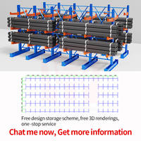 Système de rayonnage cantilever robuste à 4 niveaux pour le stockage de planches métalliques et de bois, étagère d'entrepôt en acier, rayonnage cantilever en tuyaux d'acier
