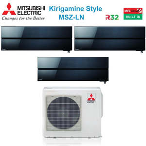 มิตซูบิชิไฟฟ้าทดลองแยกอินเวอร์เตอร์เครื่องปรับอากาศ kirigamine สไตล์ MSZ-LN 9 + 12 + 12ซีรี่ส์พร้อม R-32 MXZ-3F54VF สีดำนิล - Product Image 2