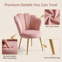 Chaise de salle à manger moderne Yaheetech, fauteuil rembourré en forme de fleur, revêtement en velours de qualité supérieure, garnissage en mousse, doré, salon/salle à manger