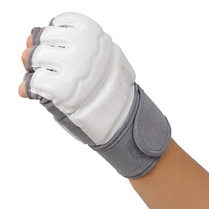 Gants d'entraînement de Taekwondo en cuir PU à demi-doigts avec fermeture Velcro, équipement d'arts martiaux unisexe - Product Image 5