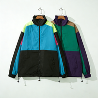 Blouson Bomber Coupe-Vent Sportif Vintage Respirant Imperméable en Toile Col Montant Homme Rétro Années 90 Colorblock Oversize Personnalisé