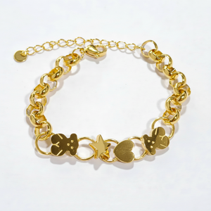 Set di gioielli in acciaio inossidabile da donna bracciale alla moda anello orecchino-braccialetti moda all'ingrosso - Product Image 2