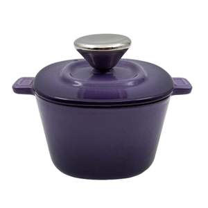 Petite cocotte en fonte émaillée avec couvercle, pot individuel pour la cuisson et la préparation culinaire - Product Image 2