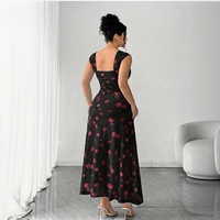 D&M Casual – Nouvelle Robe Longue Florale Asymétrique à Manches Courtes pour Femme Grande Taille – Collection Été