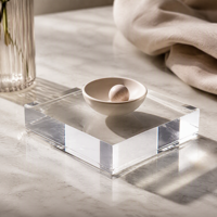 Base de présentation en acrylique personnalisée, bloc transparent solide, support en cube, socle pour photographie de produits avec bord poli pour la vente au détail