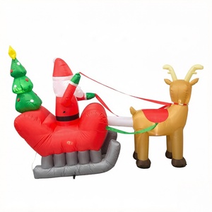 Decoración Navideña Inflable de Santa Claus y Reno en Trineo de 8 Pies de Largo, Decoración Inflable para Jardín para Fiestas de Invierno al Aire Libre - Product Image 3
