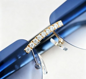 Lunettes <span class=keywords><strong>de</strong></span> soleil Hip Hop pour hommes <span class=keywords><strong>en</strong></span> or massif 10k avec diamants Moissanite VVS - Product Image 2