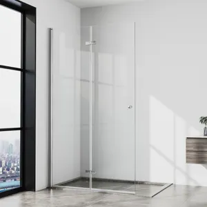 Modern design bathroom partition black framed clear fully tempered sliding glass door for shower