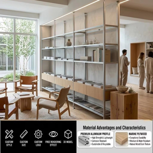 Floor-to-ceiling Partition <strong>Shelves</strong> Aluminum Profile Display Racks and <strong>Collection</strong> Display Cabinet for Fine Art Business Display - Product Image 1