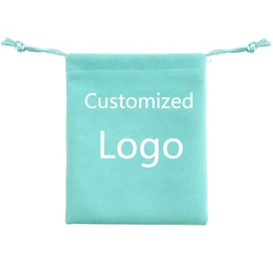 FY gioielli borsa di velluto Logo personalizzato morbida borsa blu Tiffany borse in velluto scamosciato per collana bracciale confezione regalo - Product Image 6