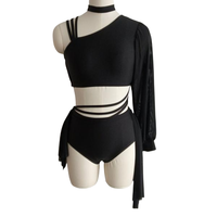 Ensemble justaucorps personnalisé robe de danse lyrique à bretelles spaghetti en mousseline de soie bordeaux