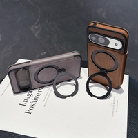 Étui de téléphone en cuir PU à rabat de luxe avec porte-cartes étui de protection pour Google Pixel 9 Pro étui avec porte-anneau