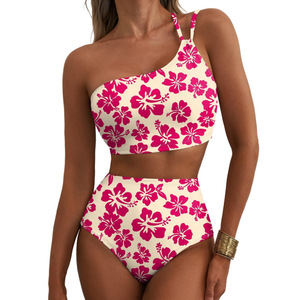 Maillot de bain deux pièces taille haute pour femme avec jupe, coutures apparentes, effet ventre plat - Product Image 4