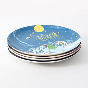 Plato de cerámica con dibujos navideños, diseño de muñeco de nieve redondo de 8 pulgadas para niños, vajilla para fiesta de postres y aperitivos DP984Y 8 - Product Image 5