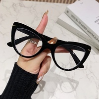 Lunettes de lecture œil-de-chat à grande monture pour femmes, verres transparents anti-lumière bleue, modèle OEM 072, tendance