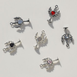 Pendentif bougeoir en alliage avec diamant synthétique taille cœur pour la fabrication de bijoux DIY, accessoire unisexe GJ351 - Product Image 3