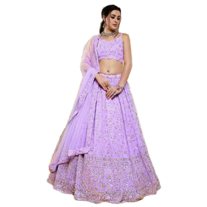 Conjunto de lentejuelas de lavanda para mujer Georgette Lehenga Choli con estilo atractivo Dupatta - Product Image 1