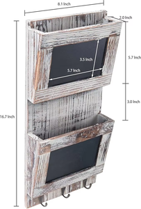 Organisateur de courrier mural <span class=keywords><strong>en</strong></span> bois rustique avec <span class=keywords><strong>tableau</strong></span> noir et porte-clés, fabricant OEM, porte-courrier à 2 compartiments avec <span class=keywords><strong>crochet</strong></span> <span class=keywords><strong>pour</strong></span> clés - Product Image 2