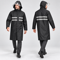 Manteau de pluie long noir réfléchissant, imperméable, coupe-vent, durable, avec visière transparente et capuche, pour moto, cyclisme, trajets quotidiens, activités de plein air, personnalisé pour adulte