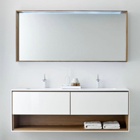 ACE Set kabinet rias kamar mandi, desain untuk apartemen, lemari rias kamar mandi mengapung, wastafel ganda, Modern