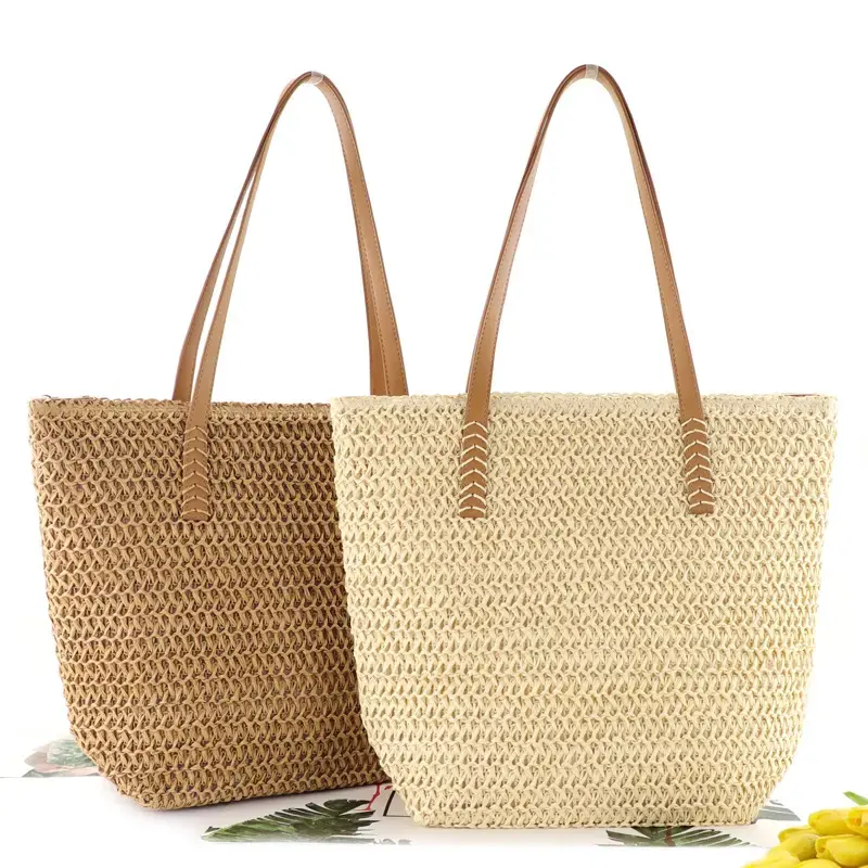 Factory wholesale eco-friendly straw shopping bag vintage portable shoulder bag fashion tote bag