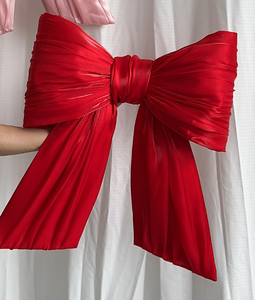 โบว์ผ้าทำมือสำหรับตกแต่งวันคริสต์มาสแบบสั่งทำโบว์ผูกโบว์ขนาดยักษ์สีแดงสีทองสำหรับจัดแสดงบนหน้าต่างร้านค้า O-BK001 - Product Image 2