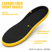 Semelles intérieures confortables en fibre de carbone PU avec soutien de la voûte plantaire, antidérapantes, désodorisantes, absorbant les chocs, écologiques, durables, pour le sport