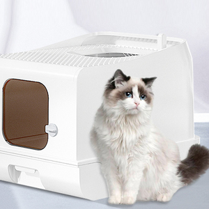 Two Ways Out Cat Litter Box & Accessories ABS Toilet Automatic Door Enclosed Drawer Cleaning Cat Litter Box