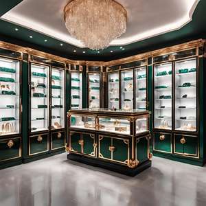 ハイエンドカスタマイズされたマウントデザインLEDライトソリッドウッドドアスライドディスプレイキャビネットスカーフネックレスジュエリー用ガラス - Product Image 3