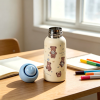 Thermos en acier inoxydable rond de 350 ml, tasse créative mignonne et portable, gourde isotherme pour le sport