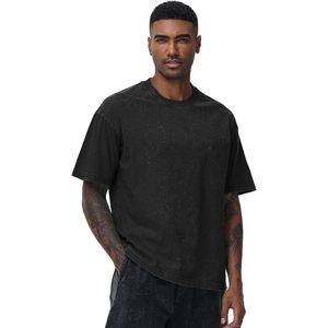 T-shirt en coton surdimensionné pour homme, coupe ample, effet vintage, manches courtes, décontracté, tissu jersey unisexe - Product Image 4