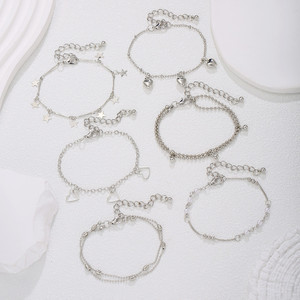 Ensemble de bracelets créatifs avec pendentif étoile et cœur pour femmes, bracelet <span class=keywords><strong>à</strong></span> perles géométriques tendance, bijoux de fête - Product Image 3