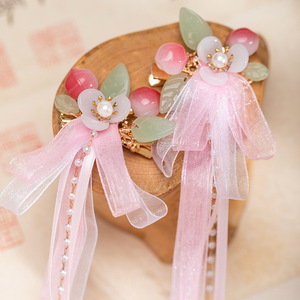 Tocado Hanfu para niñas, estilo princesa, belleza de hada antigua, linda horquilla con forma de melocotón, horquilla con borlas estilo chino - Product Image 1