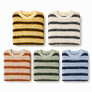Maglione Invernale da Uomo 100% Lana, Oversize, Morbido e Peloso, Lavorazione a Maglia, Girocollo, Pesante 220g, Logo Frontale, Vendita all'Ingrosso - Product Image 6