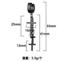 Offre Spéciale européen américain Punk Hip-hop en acier inoxydable boucles d'oreilles transfrontalières trois croix chaîne hommes et femmes oreille Clips