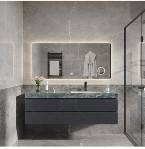 Modern Space-Saving <b>Wall</b>-Mount MDF Lacquer Cabinet Vanity for Small Bathrooms Eco-Friendly Durable PVC Seamless Basin - Product Image 3