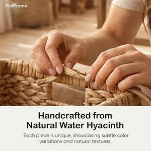 Decorative Hand Woven Water Hyacinth Storage Baskets Natural Water Hyacinth Storage Baskets For Pantry <b>Shelf</b> Closet Organizer - Product Image 2