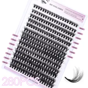 Wholesale 200D Individual Eyelash Clusters Mink D Curl Diy Pre-Cut Segmented Thick Eyelash Extension Kit 3d Fluffy Lash Clusters