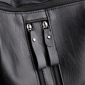 <b>Black</b> PU Leather Women's <b>Backpack</b> Fashion Travel Bag Large Capacity Zipper Daypack for Work Daily Use - Product Image 5