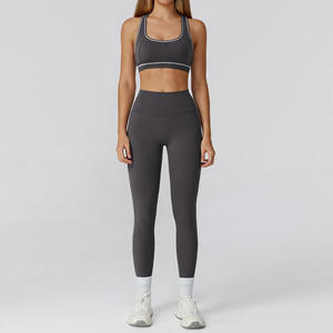 Ensemble de yoga pour femmes 2/3 pièces, leggings taille haute, soutien-gorge de sport, veste à manches longues, vêtements de fitness, vêtements de sport, survêtement pour la salle de sport et l'entraînement - Product Image 6
