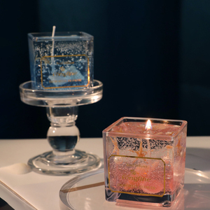 Trang chủ trang trí OEM vuông lọ thủy tinh cốc hương liệu sang trọng hương thơm đầy màu sắc thạch sáp đậu nành nến thơm khuếch tán Bộ quà tặng - Product Image 6