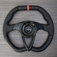 TIYPEOR 350mm Volant à la dérive modifié Volante en cuir chromé à rayons Volant de sport classique pour jeu PC