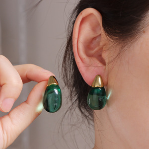 Pendientes de resina con forma de gota de agua para mujer, joyería de moda con forma ovalada geométrica - Product Image 4