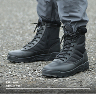 Les fabricants fournissent des bottes de combat et tactiques noires High Top Outdoor Anti-kick Anti-collision Hiking Boots Men and Women