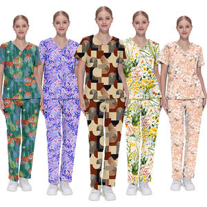 Nouvel arrivage de gommages imprimés pour hôpital de Noël ensembles d'allaitement haut de costume fendu hommes femmes ensemble de gommage d'allaitement ensemble de gommage imprimé - Product Image 3