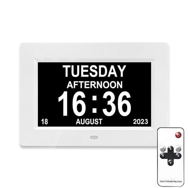 Top Seller Multi-Language 7-inch Digital Frame Calendar Day Clock 5 Custom Alarms  With 3 Medication Alerts