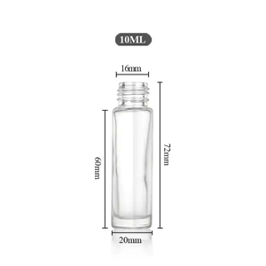 Envase cosmético de lujo Botella de vidrio de aceite esencial de forma cuadrada transparente de 10ml con tapa Bola de rodillo de acero con Servicio Postventa - Product Image 6